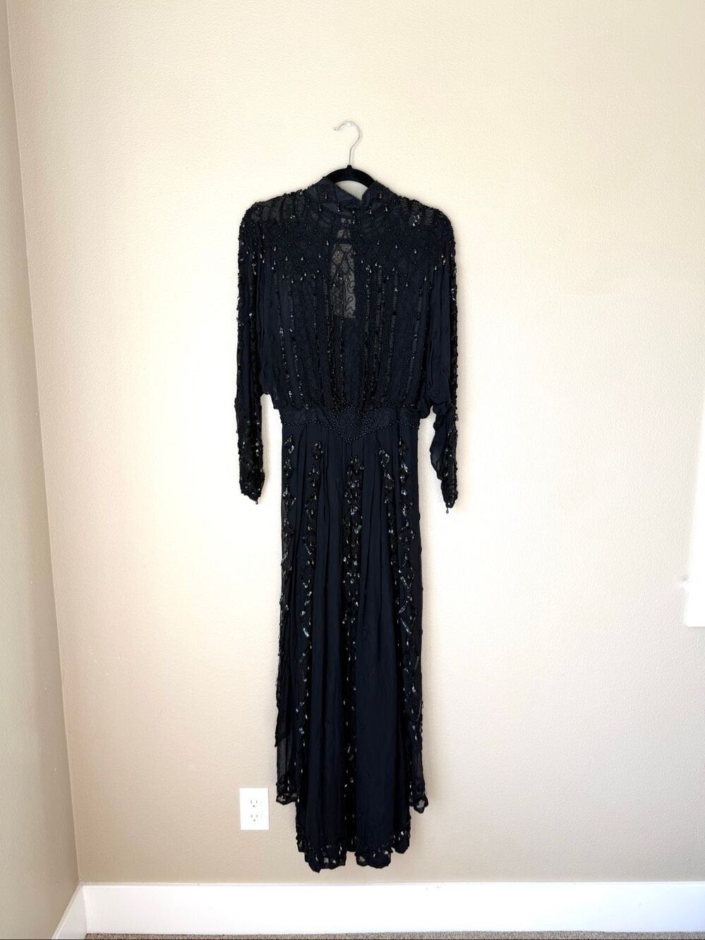Vintage 1980s Silk Beaded Oleg Cassini Dress
